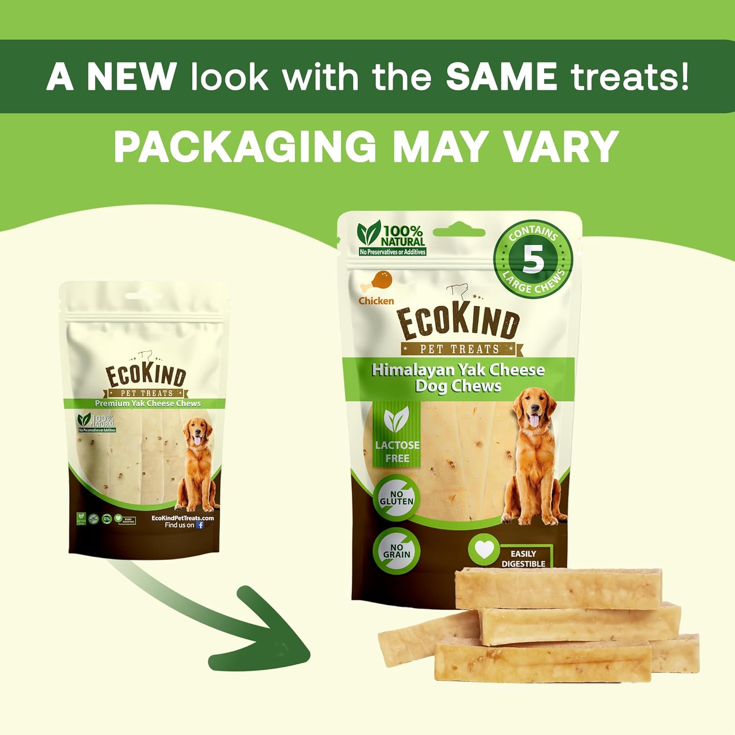 Chicken Flavor Gold Yak Chews for Large Dogs (1 lb to 5lb Bags)